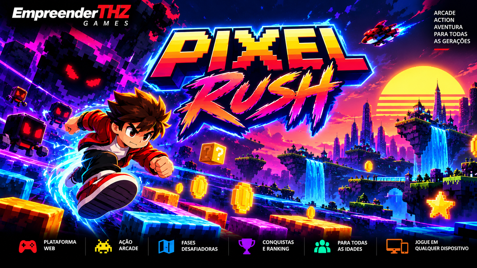 Arte de apresentação do jogo Pixel Rush