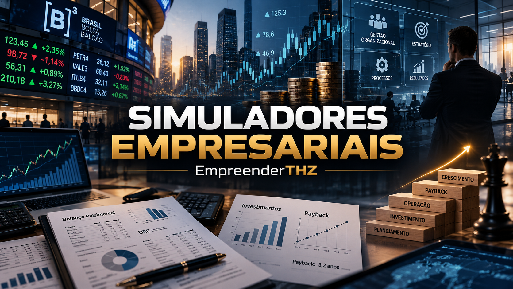 Simuladores de Mercado e Negócios EmpreenderTHZ — gestão empresarial, mercado financeiro, investimentos e estratégia